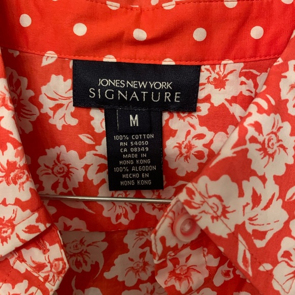 Jones New York Long Sleeve Med. Coral/flower print - Picture 2 of 3